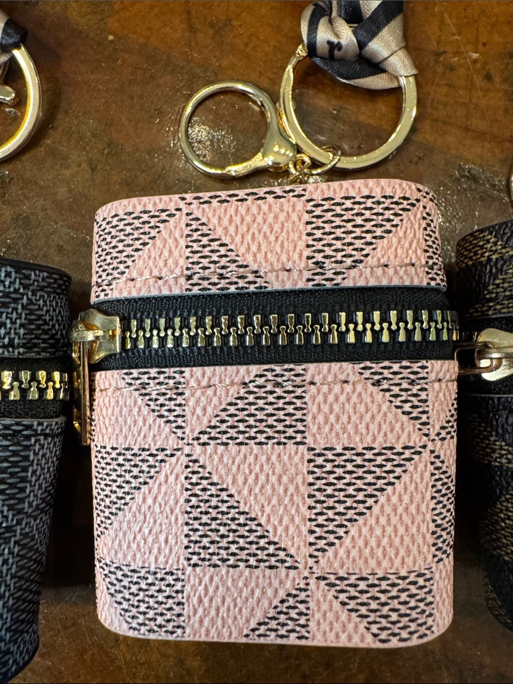 Patterned Zip AirPod Case Keychain - Beige, Gray, Pink, Brown-FREE w/$100 purch - Picture 7 of 7